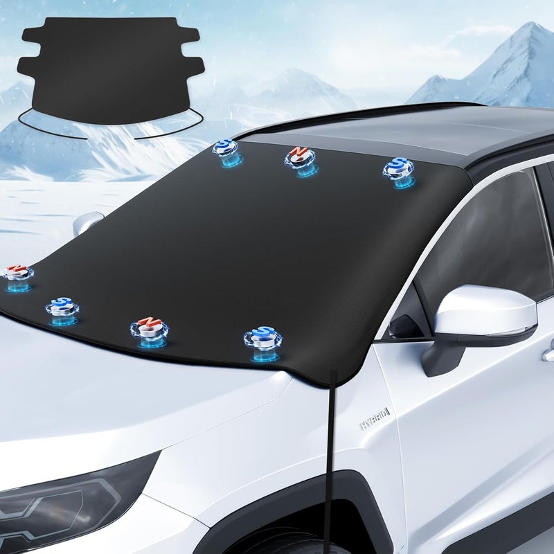 Wigoo 2025 Upgrade All-Season Car Windshield Cover - 600D Heavy-Duty Magnetic Cover for Snow/Sun/Dust/Rain, Fits Sedans & Small to Mid-Size SUVs, Year-Round Car Shield Outdoor Accessories - Image 1